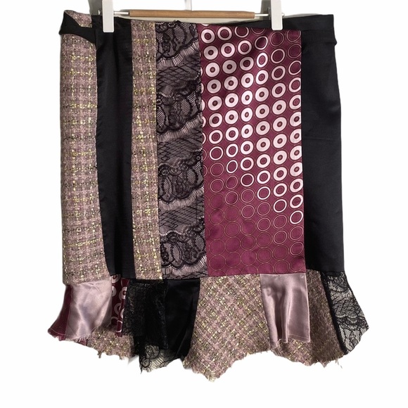 Poleci Dresses & Skirts - Poleci Wrap Skirt Mixed Fabric Patchwork Purple Sz 8